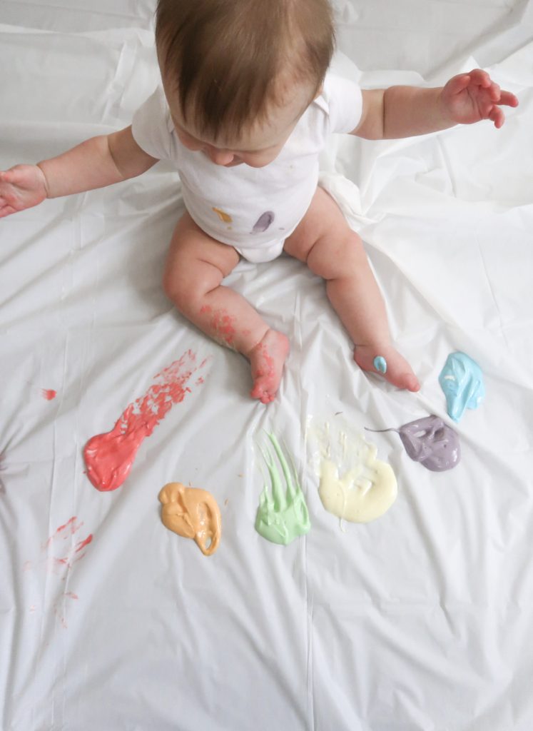 baby paint, sensory play, kool aid, yogurt