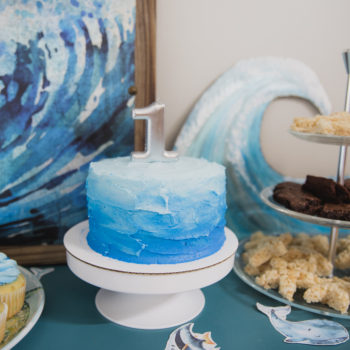 first birthday blue ombre cake