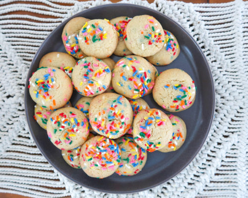 rainbow sprinkle cookies on plate